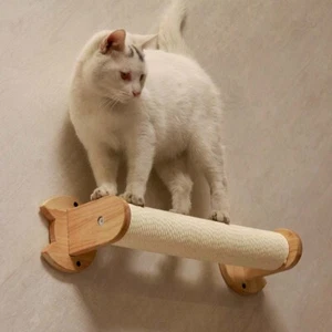 PETOMG Cat Scratching Post, Cat Wall Furniture, Cat Shelf | Rubberwood - Picture 1 of 22