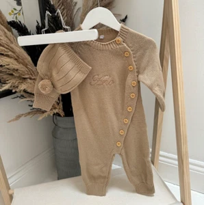 Personalised Baby Romper Set With Hat Baby Set Personalised Baby Gift Embroidere - Picture 1 of 4