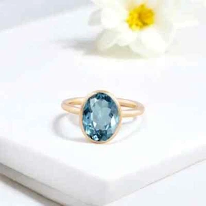 Bezel Set Oval 1.25 CT Lab Grown Diamond In 10K Rose Gold Women Solitaire Ring - Picture 1 of 7