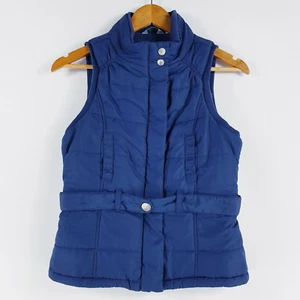 Tilii Girls Size 16 Navy Blue Sleeveless Puffer Vest Fleece Lined Belt Button - Bild 1 von 12