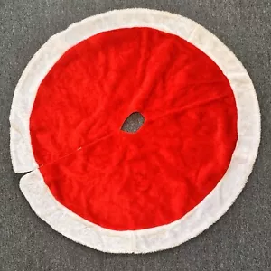 Red And White Christmas Tree Skirt 36” Soft with Hook and Loop Fasteners - Picture 1 of 7