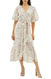 Neu mit Etikett Nerzpink Kacey Puffärmel Midikleid in Multi Damen XS - Bild 1 von 6