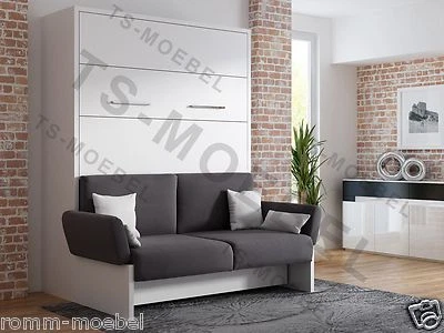 Schrankbett / Wandbett/Klappbett- Sofa WBS 1 Soft - 140 x 200 cm Holzfarbe Weiss - Bild 1 von 4