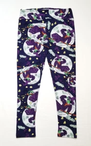 LuLaRoe Women Tall & Curvy Leggings Purple Orange White Halloween Witch Stretch - Picture 1 of 7