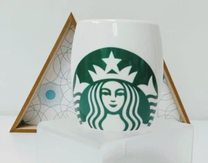 Taza de café Starbucks 2010 verde sirena logotipo 14 oz barril de cerámica usada en excelente estado - Imagen 1 de 8