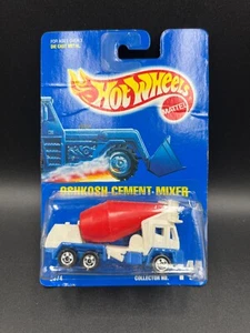 Mezclador de cemento Oshkosh vintage Hot Wheels blanco azul paredes negras Bw 1992 #144 - Imagen 1 de 3