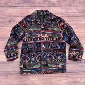 Vintage Sergio Tacchini Fleece Jacket Made In Italy Geometric Aztec Print 90s Sm - Picture 1 of 8