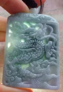 Video Certified Purple Natural A JADE JADEITE PENDANTA Dragon 招财龙 106085 - Picture 1 of 10