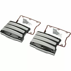Performance Machine Platinum Cut Scallop Rocker Box Covers Harley Twin 99- Black - Picture 1 of 2