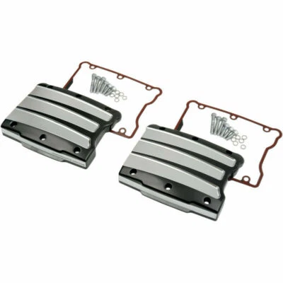 Performance Machine Platinum Cut Scallop Rocker Box Covers Harley Twin 99- Black - Image 1 of 2