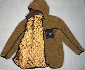 Rare Vintage Everlast Hooded Quilted Brown Sherpa Fleece Juniors Size XXL - Picture 1 of 22