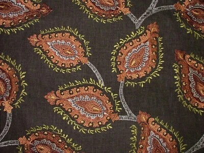 Shiraz Spice Embroidered Jacquard Curtain Upholstery Cushion Designer Fabric - Image 1 of 4