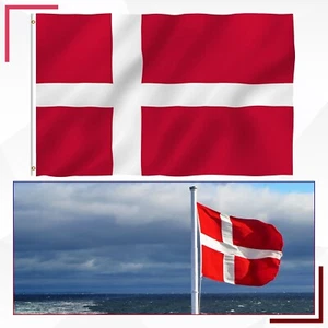 Bandera danesa Dinamarca 5 pies X 3 pies cruz escandinava nacional ojales de latón - Imagen 1 de 5