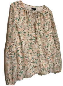 Kaari blaue Damen M Bluse feminin Blumen genäht Cutwork gefüttert - Bild 1 von 8