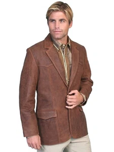Brown Lambskin Distressed Leather Scully Mens 42 Long Western blazer Sport Coat - Bild 1 von 2
