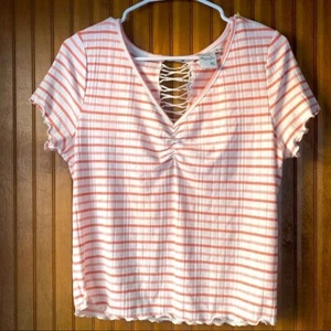 American Rag Cropped Y2K Cute Summer T Shirt Striped Juniors XL - Picture 1 of 7
