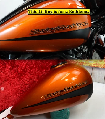 🔥Эмблемы топливного бака Harley Touring Street Glide выжженные оранжевые и хромированные от оригинального производителя - Изображение 1 из 4
