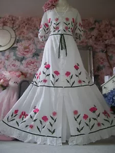 Monsoon size 22 Anna white cotton pink floral embroidery new tags wedding races - Picture 1 of 10