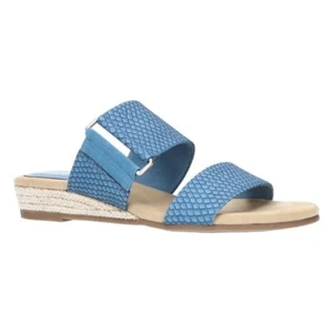 Easy Street Olympia Denim Snake Comfort Sandals Shoes Espadrille Wedge 12 New 1C - Picture 1 of 11