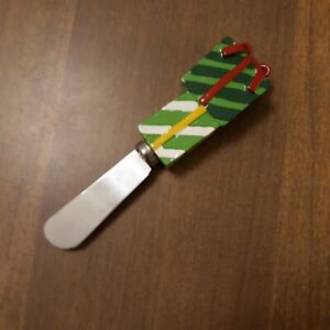 Replacement Canape Knife Green Striped Gifts Red Bow 5"