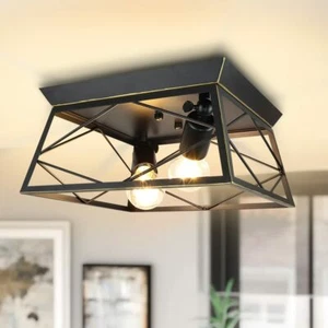 DLLT Briarwood 2-Light Kitchen Farmhouse Flush Mount Ceiling Light - Picture 1 of 8
