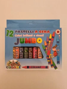 Set 12 PASTELLI A Cera Jumbo Colori Brillanti E Vivaci Disegno per Bambini E Scu - Foto 1 di 1