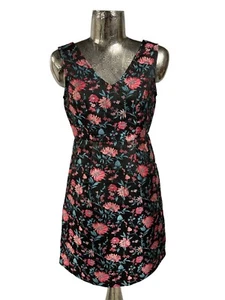 RED HERRING Dress Size S 10 Black & Pink Floral Womens NEW EU38 RRP £49 - Picture 1 of 11