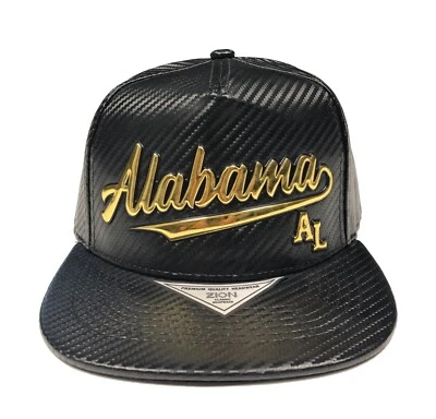 Alabama Carbon PU Snapback cap by Zion-Black Eagle / Color: Black, Gold - Image 1 of 4