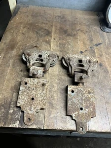 Antik Selten Coburn Holyoke Masse Gusseisen Scheunentor Rollen Kleiderbügel Paar Set - Bild 1 von 12