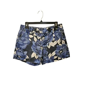 Tommy Hilfiger Distressed Faded Blue Floral Chino Shorts Women's Size 6 Mid Rise - Picture 1 of 7