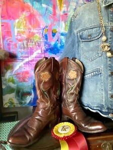 Rare Vintage RALPH LAUREN Selene Western Cowgirl Cowboy Boots Designer Fashion - Picture 1 of 12