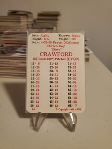 1986 APBA Baseball 1985 Season Steve Shag Crawford Boston Red