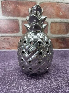 Pineapple Sachet Potpourri Holder 6” Silvertone Ceramic Home decor - Picture 1 of 4