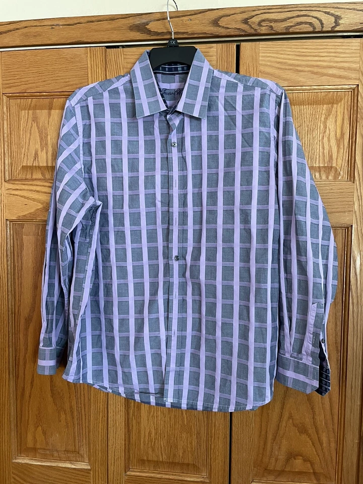 Mens Tasso Ella Button Down Dress Shirt Size XL Multicolor Long Sleeve Plaid - Image 1 of 4