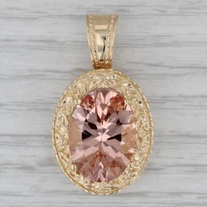 12ct Melocotón Rosa Morganita Ovalado Colgante Solitario 10k Oro Potenciador - Imagen 1 de 6