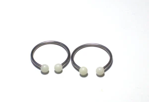 Pair 12g 3/4 White Glow 6mm Balls Horseshoe Rings surgical steel 316L Hot - Picture 1 of 2