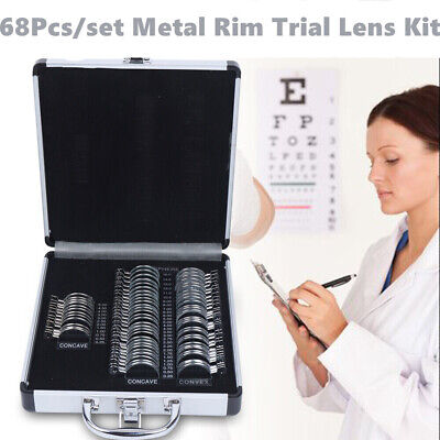 Optical Trial Lens Set Optometry Kit Metal Rim Aluminium Box Trial Frame 68 Pcs • 93.58$