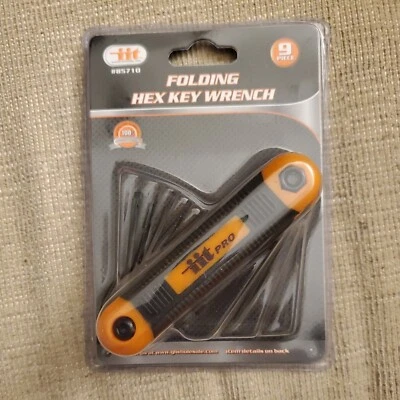 9pc Folding Hex Key Wrench SAE Set 1/4 7/32 3/16 5/32 9/64 1/8 7/64 3/32 5/64 - Image 1 of 4