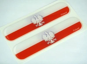 Poland Polska Polish Flag Domed Decal Emblem Car Flexible Sticker 5" Set of 2 - Imagen 1 de 2