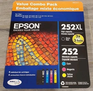Genuine Epson 252XL Black & 252 Color Ink Cartridge Value Combo Pack 02/2026 - Picture 1 of 3
