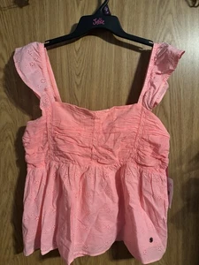 Justice Mädchen Ösen Babydoll Top ärmellos koralle Größe XL Plus (16P/18P) Neu mit Etikett - Bild 1 von 5