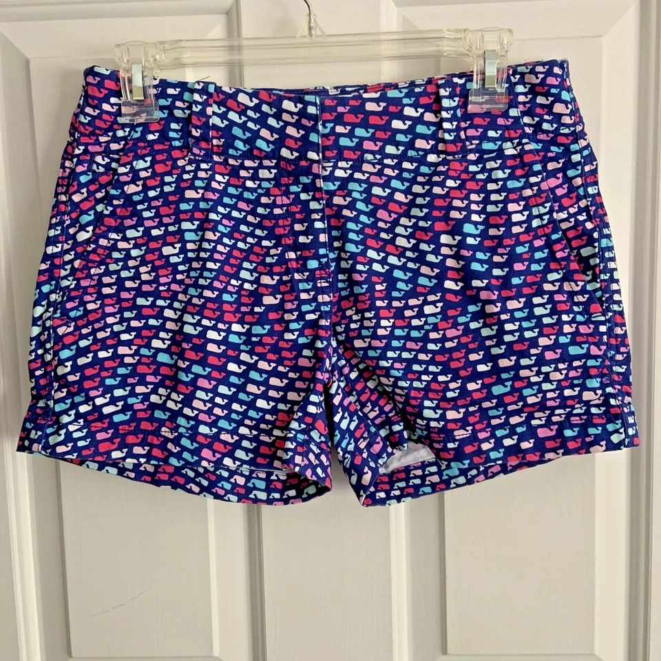 Pantalones Cortos Chinos Everyday Vineyard Vines Escuela de Estampado de Ballenas Mujer Talla 2 Elásticos Foto 1 de 4