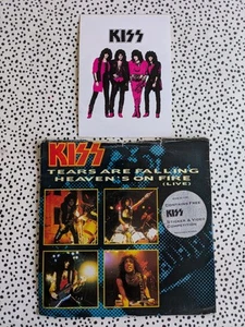 KISS Tears Are Falling 1985 UK 7" vinyl single Heaven's On Fire Sticker 1st - Picture 1 of 4