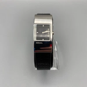 Fossil Damenuhr schwarzes Ziffernblatt silberfarbenes Gehäuse Lederarmband JR-9674 - Bild 1 von 12