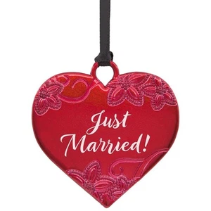 Punze rotes Metallherz Just Married! Weihnachtsschmuck - Bild 1 von 2
