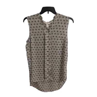 Blusa para mujer H&M sin mangas geométrica 14 nueva sin etiquetas negra blanca con cuello en V Foto 1 de 4