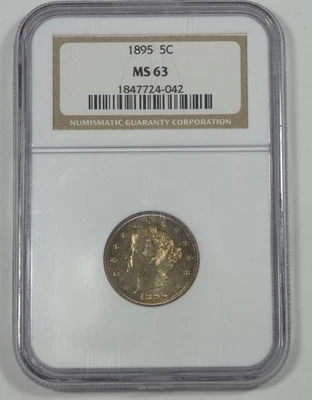 1895 Liberty/"V" Nickel CERTIFIED NGC MS 63  5c - Image 1 of 4