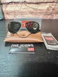 NIB Ray-Ban ORB3025 Aviator Large Metal G-15 Green PI 3N Gold Msrp$244 - Picture 1 of 13