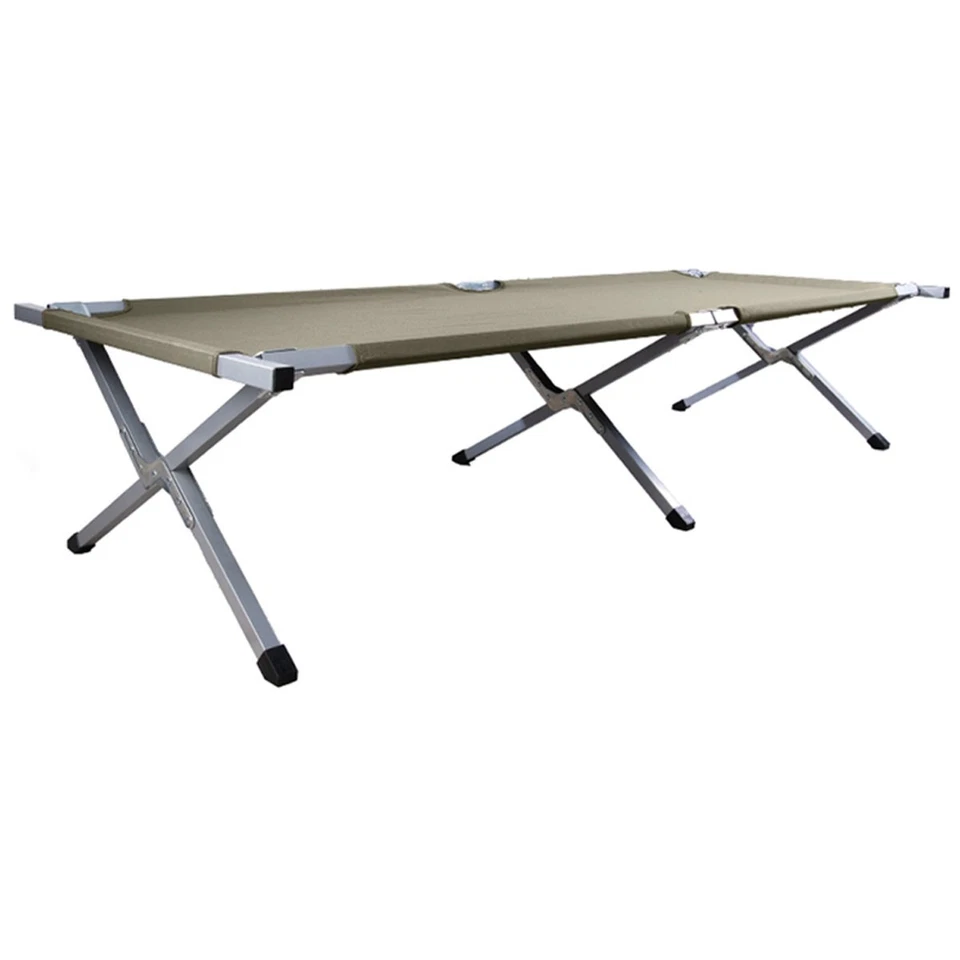 US Camp Bed Steel Frame Camping Bed Guest Bed Folding Bed Outdoor Lounger Sturdy - Image 1 of 1