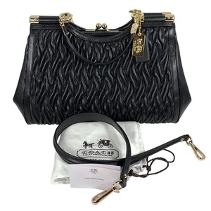 Coach Madison gerafft gedreht schwarz Leder Carrie Umhängetasche + Etikett, Staubbeutel gebraucht, in einwandfreiem Zustand - Bild 1 von 15